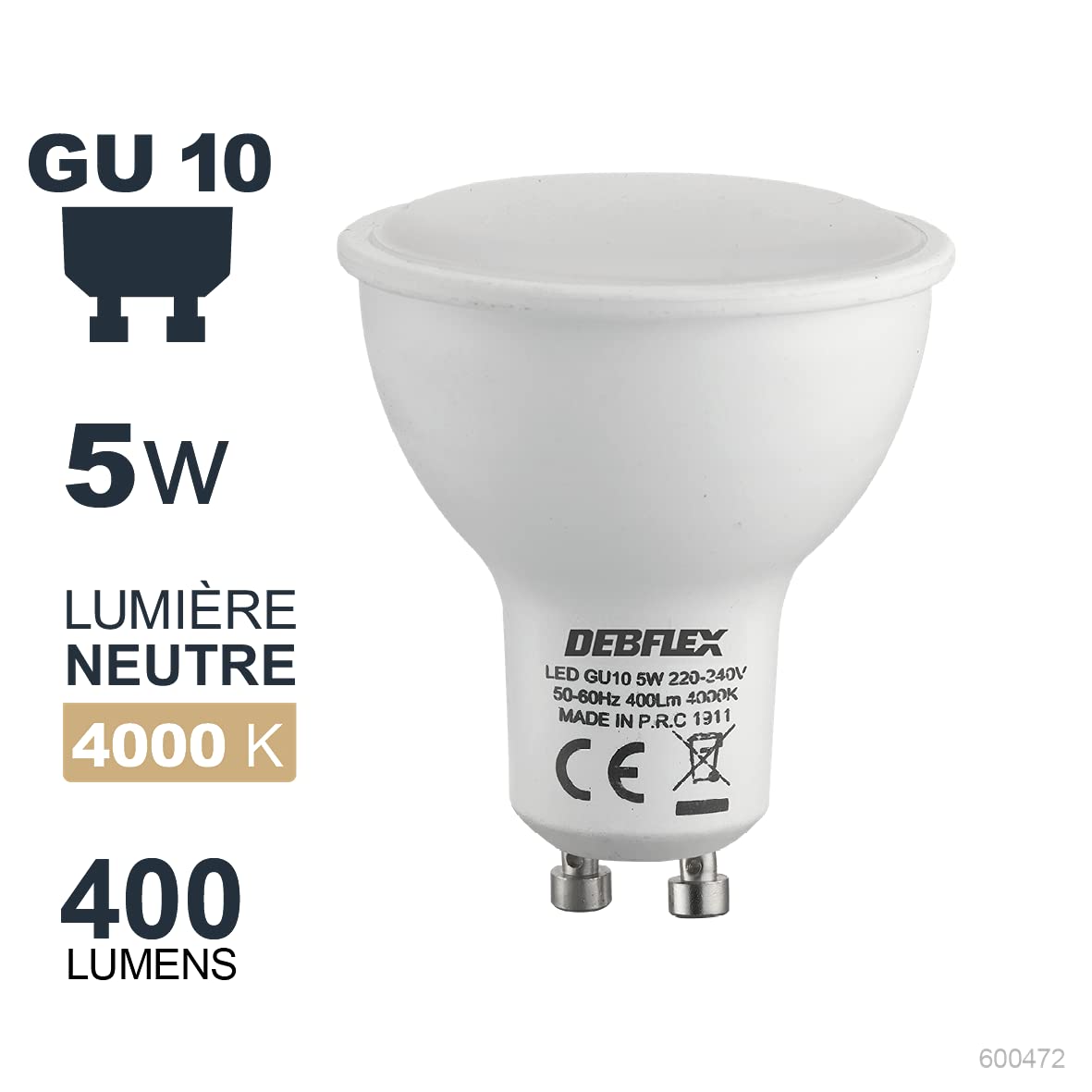 debflex-ampoule-led-gu10-5w-4000k-blanc-neutre-350-lm image 3
