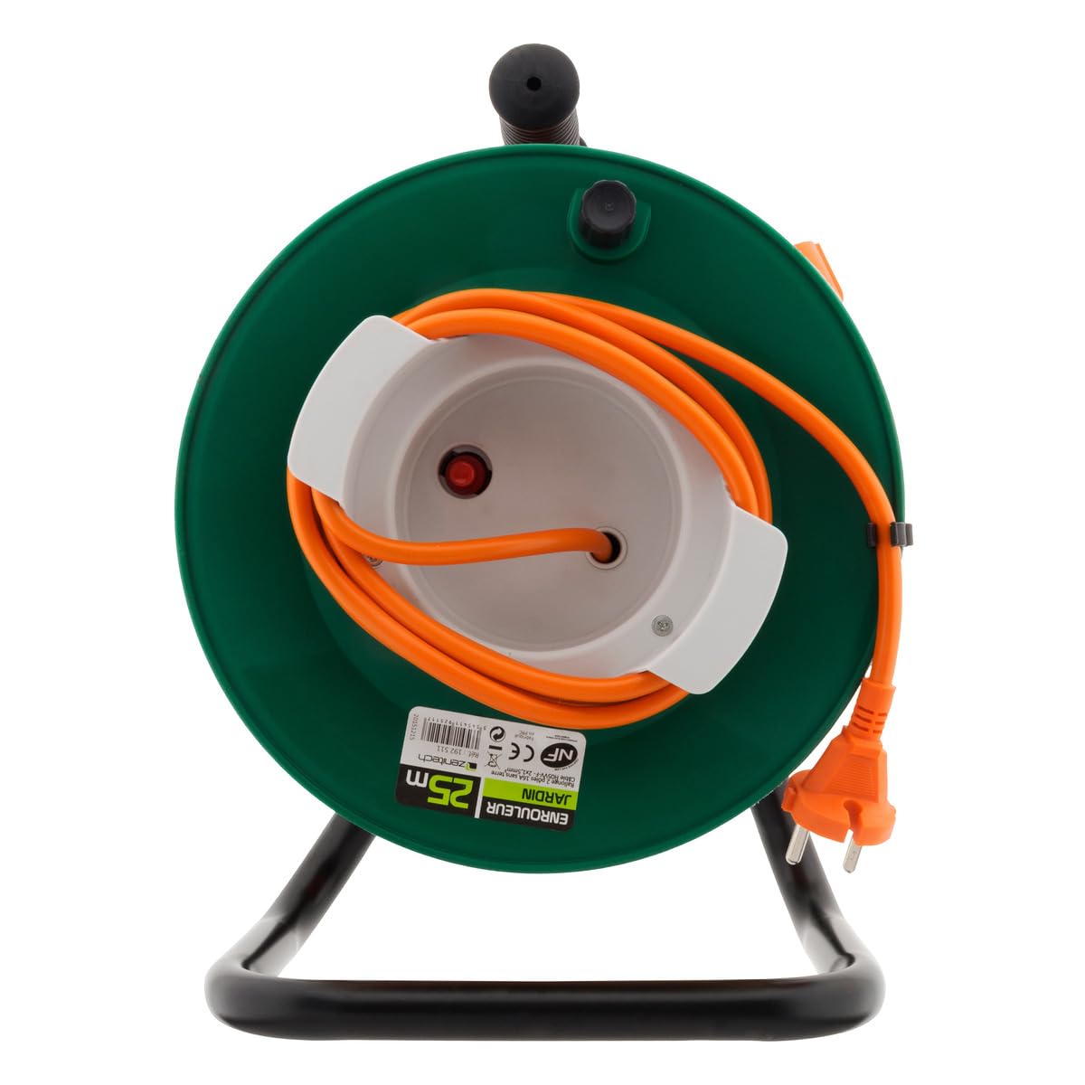 zenitech-enrouleur-sans-prise-2x1-5-mm-25-m-pied-m-tal-coupe-circuit image 2