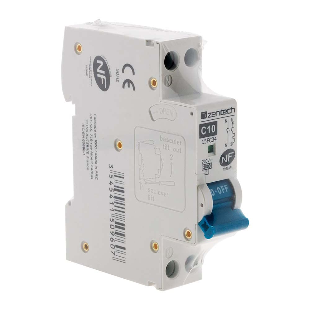 zenitech-disjoncteur-phase-neutre-10a-nf-blanc image 2