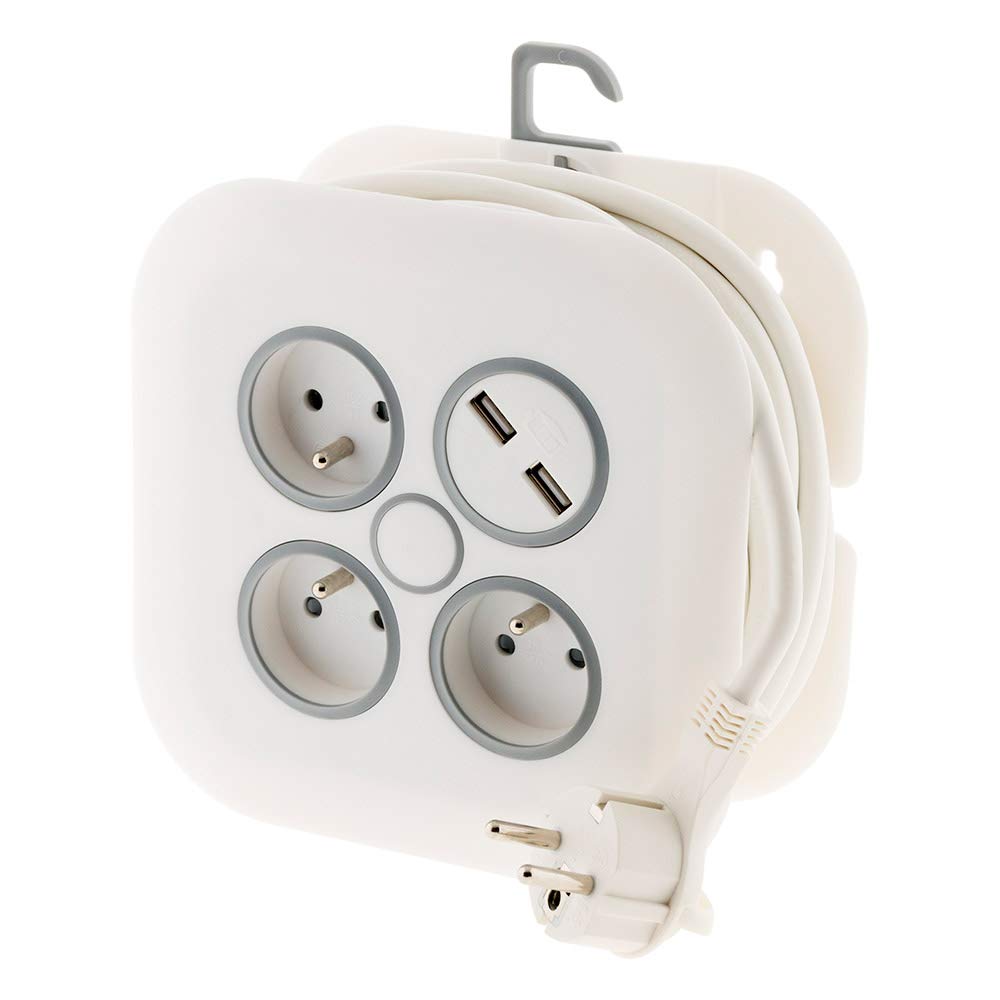 zenitech-enrouleur-domestique-3-prises-16a-2-usb-2-1a-c-ble-7-m-blanc image 3