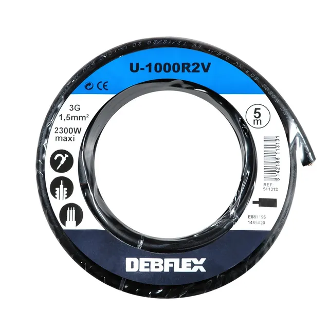 debflex-bobinot-c-ble-rigide-u1000-r2v-3g1-5mm-5m-noir-511313 image 1