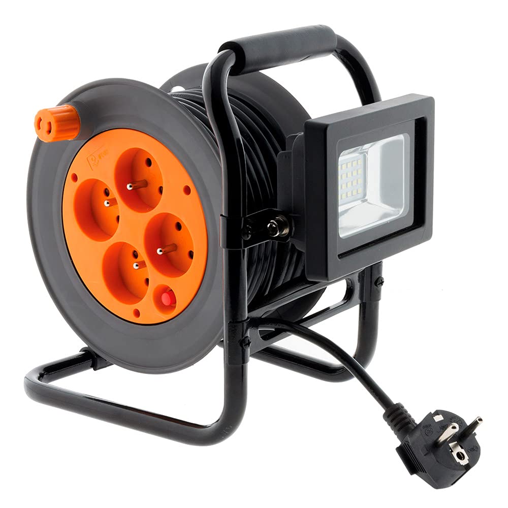 zenitech-enrouleur-lectrique-4-prises-2p-t-projecteur-led-15m-orange image 4