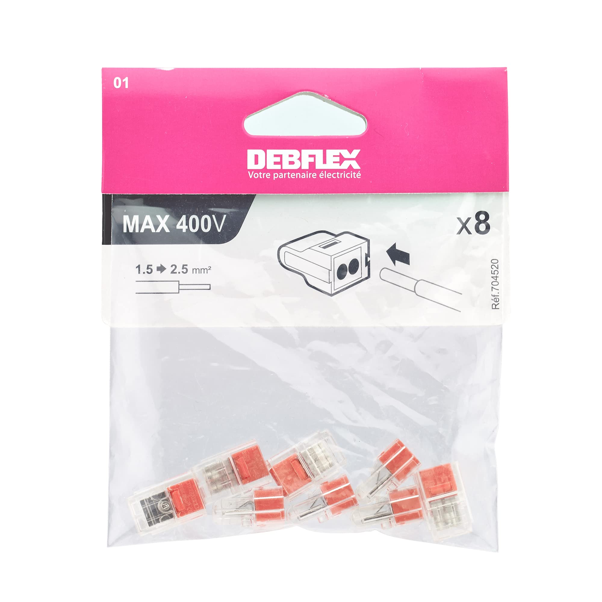 debflex-sachet-8-bornes-auto-2-trous-1-5-2-5-mm-rouges-704520 image 4