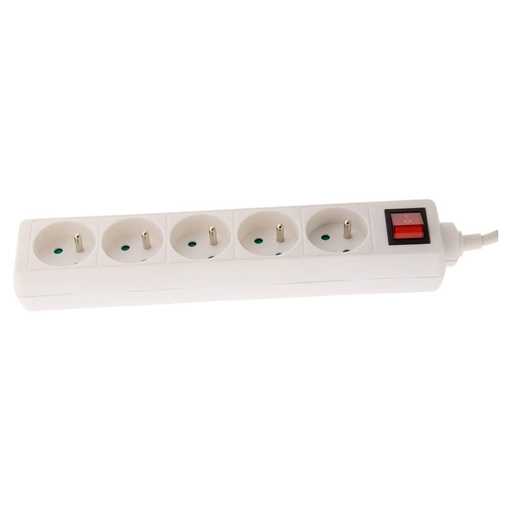 zenitech-multiprise-5-prises-16a-2p-t-interrupteur-lumineux-blanc image 2