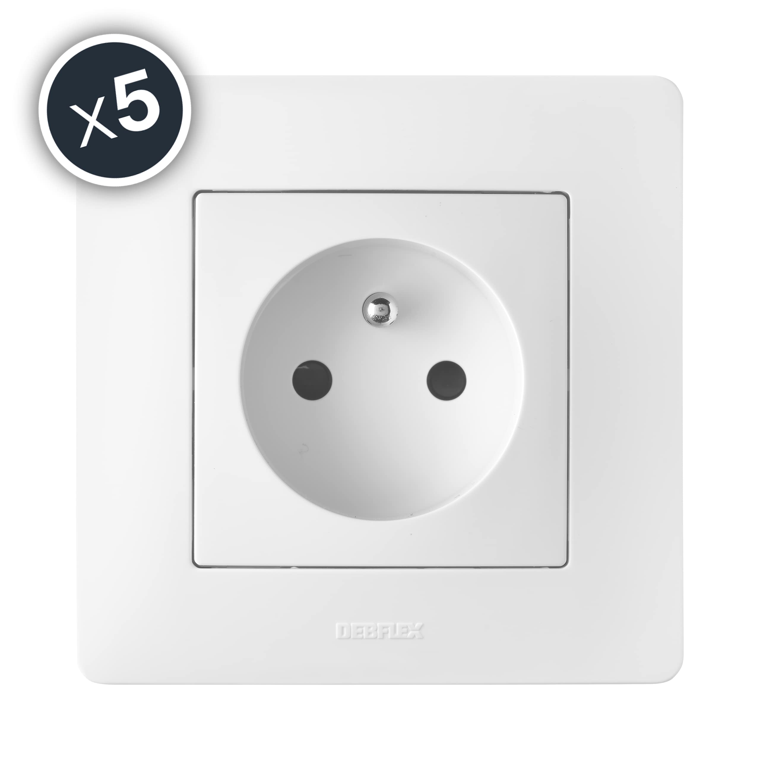 debflex-caly-749510-lot-de-5-prises-2p-t-blanc image 2