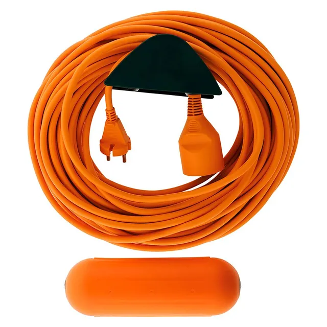 zenitech-prolongateur-jardin-2x1-5mm-25m-orange-bo-tier-tanche-support-mural image 1