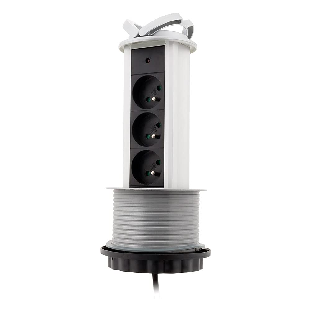 zenitech-bloc-3-prises-escamotable-16a-2p-t-gris-c-ble-1-60-m image 1