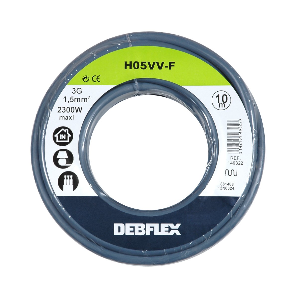 debflex-bobinot-c-ble-souple-h05vv-f-3g1-5mm-10m-gris-146322 image 1
