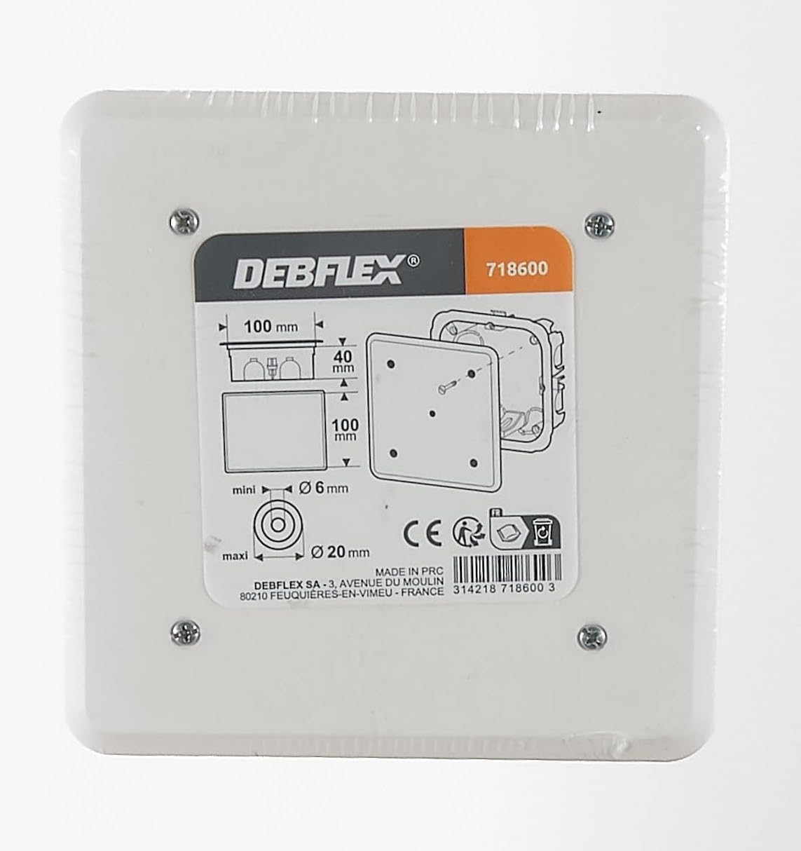 debflex-bo-te-de-d-rivation-encastrable-cloisons-s-ches-100x100x40mm-grise image 3