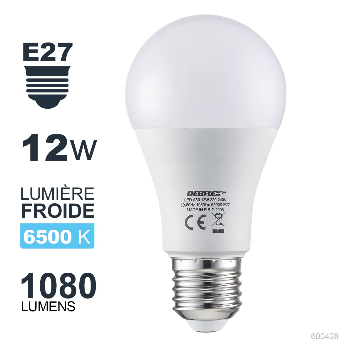 debflex-emeraude-ampoule-led-e27-a60-9w-6500k image 2