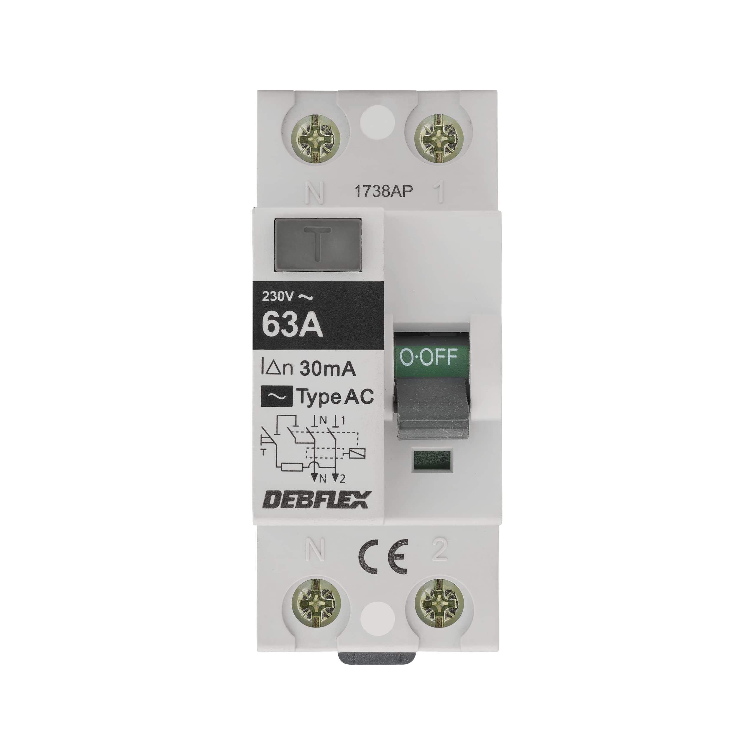 debflex-interrupteur-diff-rentiel-2p-30ma-63a-type-ac-2-modules-blanc-707872 image 2