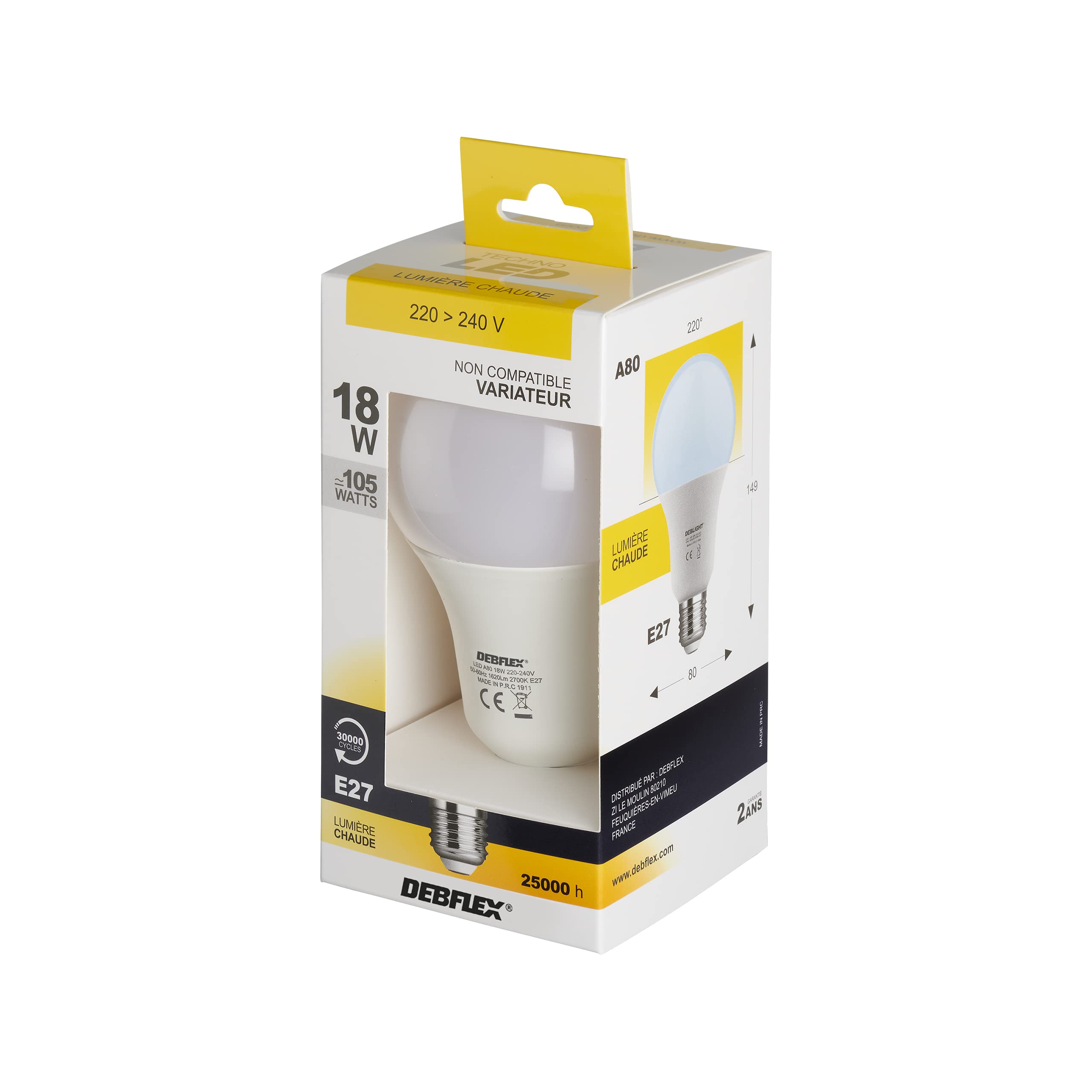 debflex-ampoule-led-9w-a60-culot-b22-blanc-chaud-2700k image 5