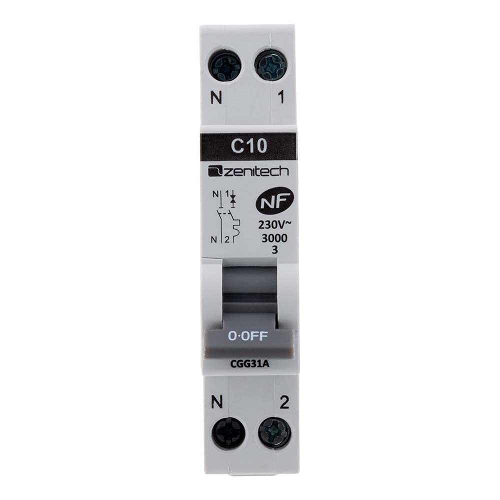 zenitech-disjoncteur-phase-neutre-10a-nf-blanc image 1