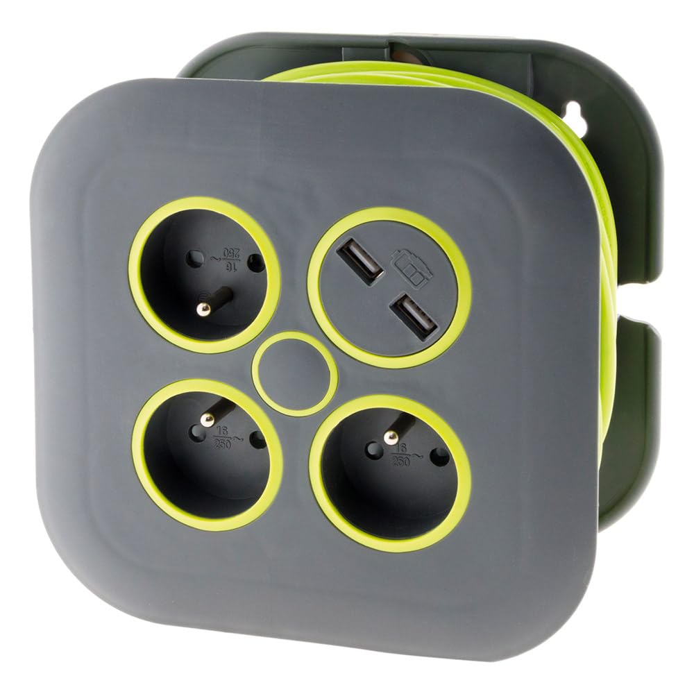 zenitech-klipo-enrouleur-domestique-3-prises-2p-t-2-usb-7m-gris-vert image 4