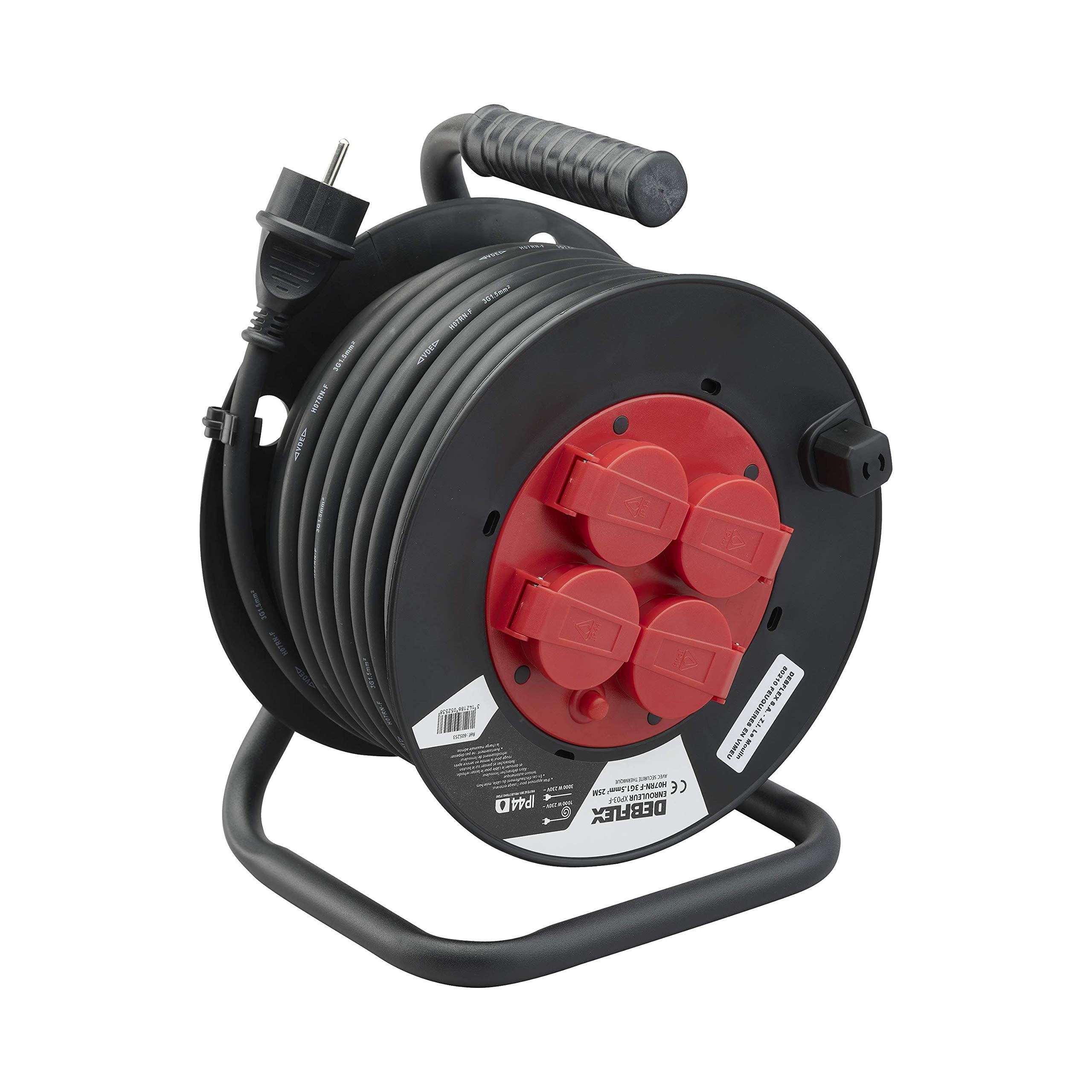 debflex-enrouleur-lectrique-intensif-25-m-4-prises-ip44-16a-h07rn-f-3g1-5 image 1