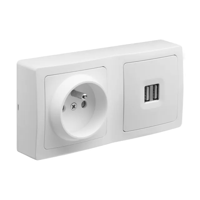 debflex-blok-combin-prise-2p-t-16a-double-usb-2-1a-blanc image 1