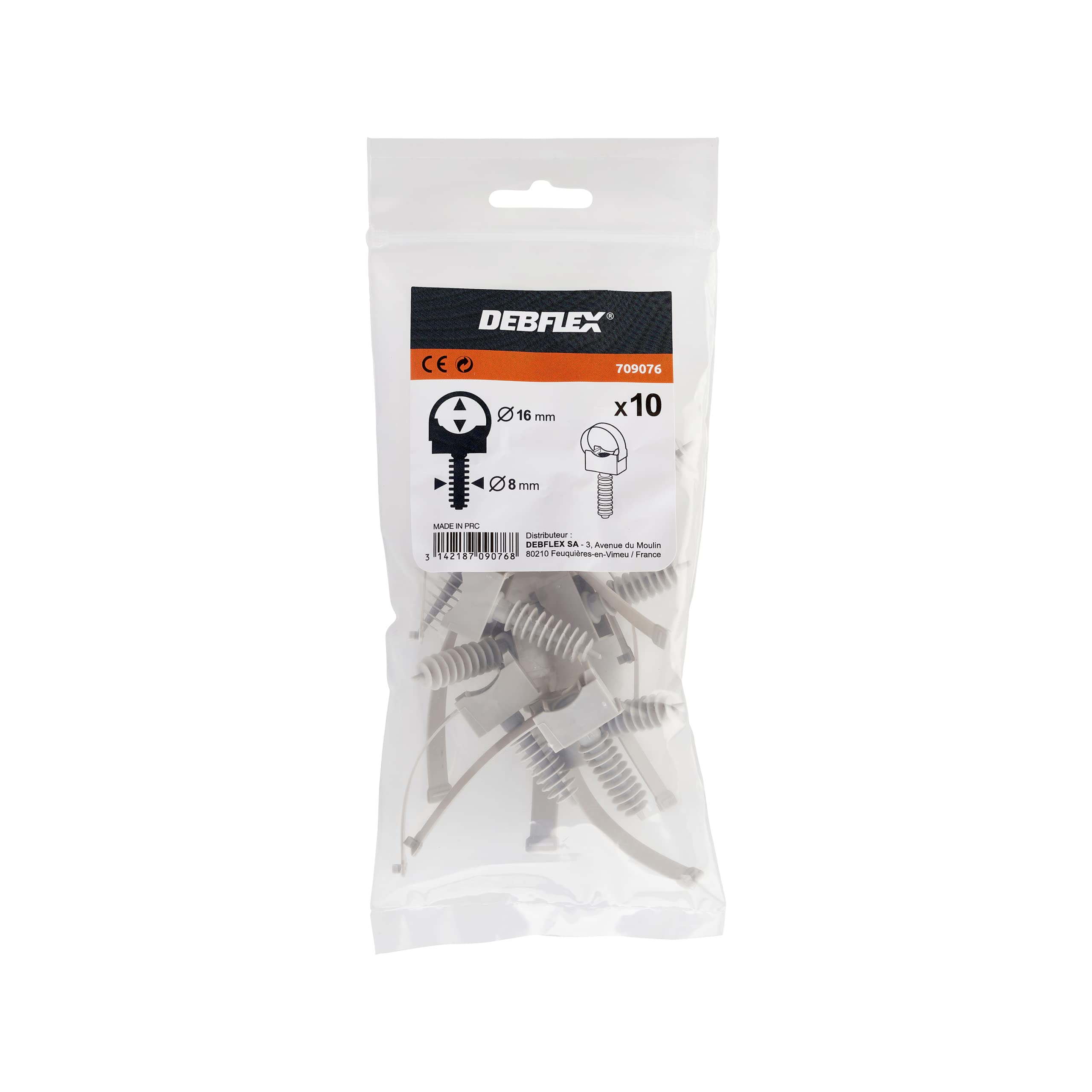 debflex-fixation-tube-cheville-d16mm-gris-sachet-x10-709076 image 4