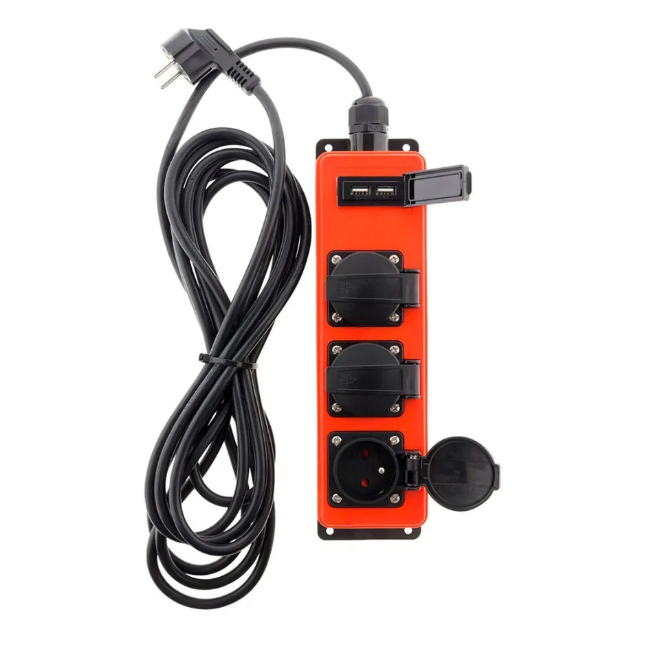 zenitech-multiprise-tanche-ip44-3-prises-16a-2-usb-3m image 1