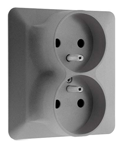 zenitech-artezo-double-prise-2p-t-16a-250v-titanium-mat-86x86mm image 2