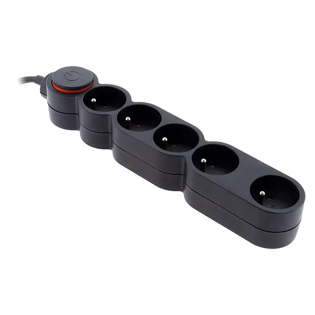 zenitech-bloc-home-5-prises-16a-2p-t-interrupteur-fiche-extraplate-noir-1-5m image 1