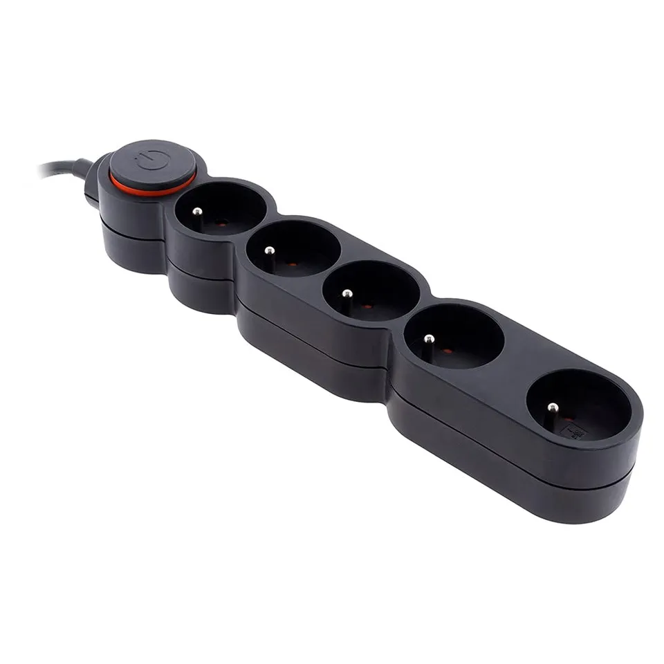 zenitech-bloc-home-5-prises-16a-2p-t-interrupteur-fiche-extraplate-noir-1-5m image 1