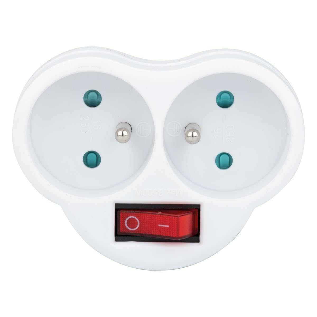 zenitech-multiprise-biplite-16a-interrupteur-fa-ade-blanc image 2