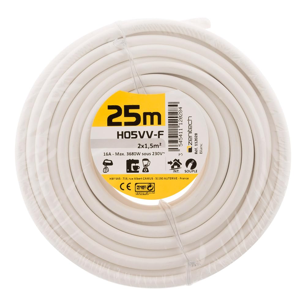 zenitech-c-ble-h05vv-f-2x1-5mm-blanc-25m-souple image 2