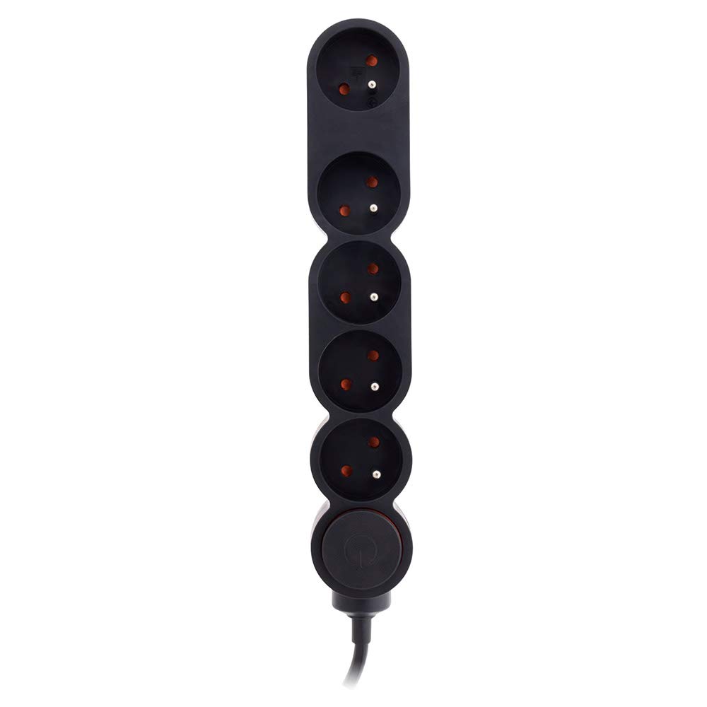 zenitech-bloc-home-5-prises-16a-2p-t-interrupteur-fiche-extraplate-noir-1-5m image 2