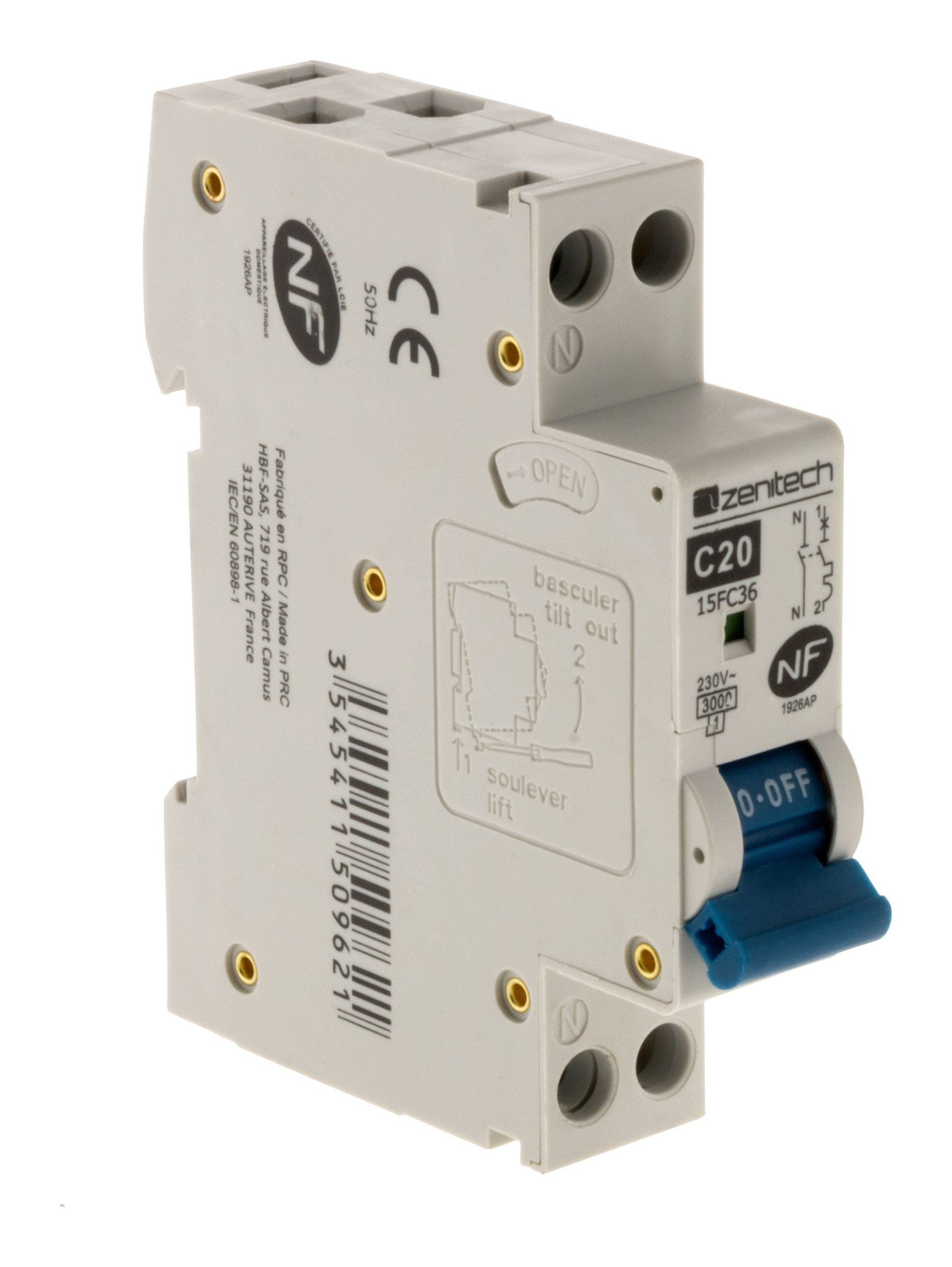 zenitech-disjoncteur-ph-n-20a-nf-pour-cumulus-et-chauffe-eau image 1