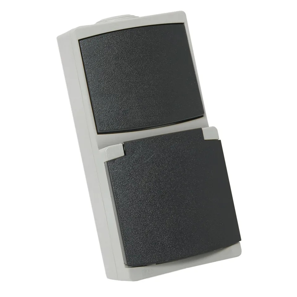 debflex-perle-730220-prise-2p-t-16a-interrupteur-ip65-gris image 1