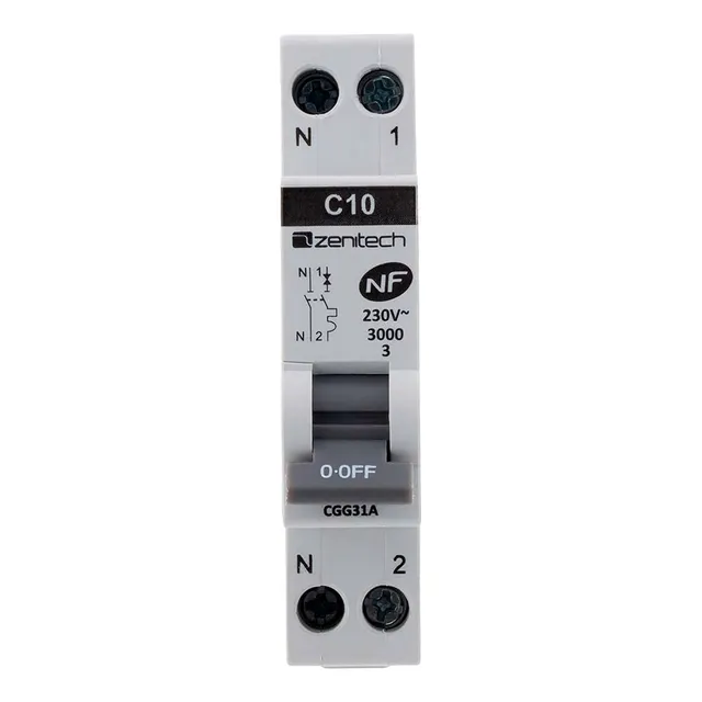 zenitech-disjoncteur-phase-neutre-10a-nf-blanc image 1