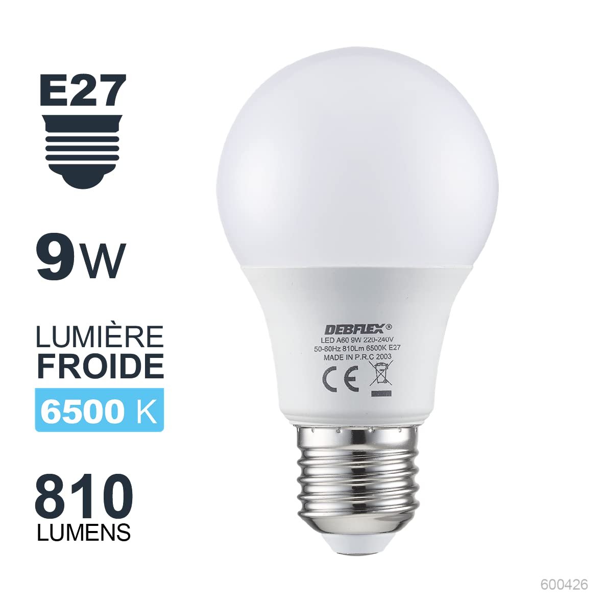 debflex-ampoule-led-9w-e27-a60-6500k-blanc-froid-810lm image 2
