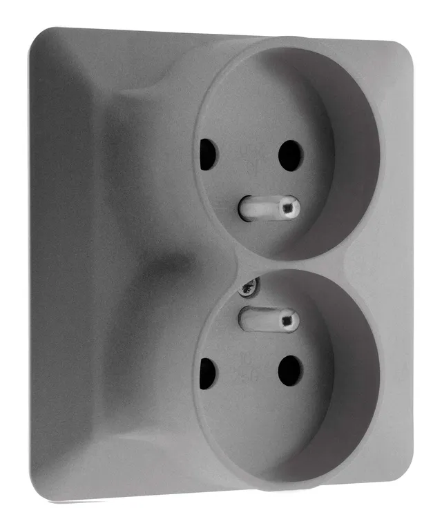 zenitech-artezo-double-prise-2p-t-16a-250v-titanium-mat-86x86mm image 1
