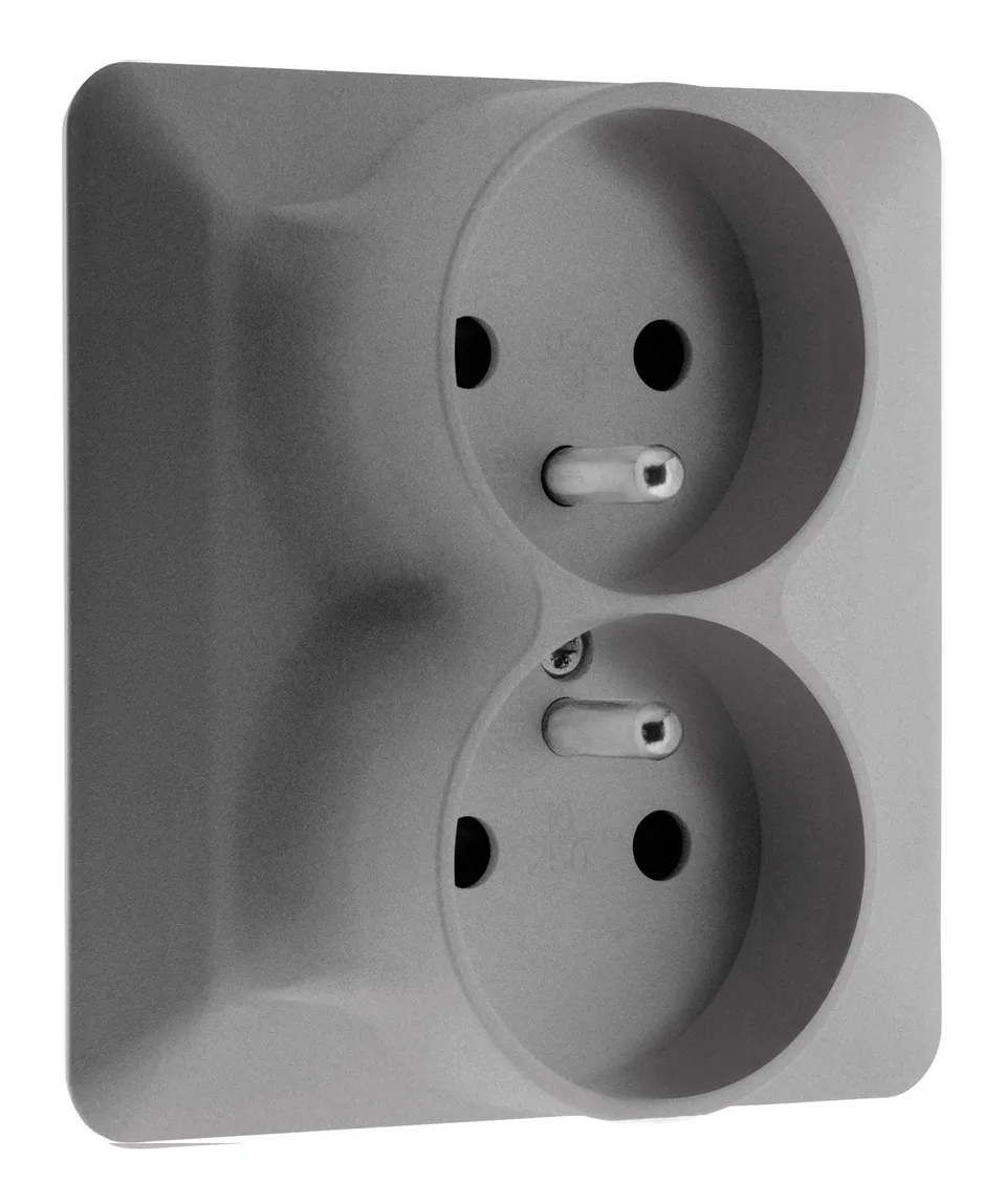 zenitech-artezo-double-prise-2p-t-16a-250v-titanium-mat-86x86mm image 1