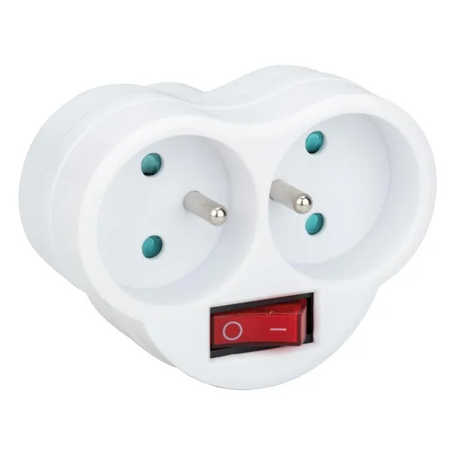 zenitech-multiprise-biplite-16a-interrupteur-fa-ade-blanc image 1