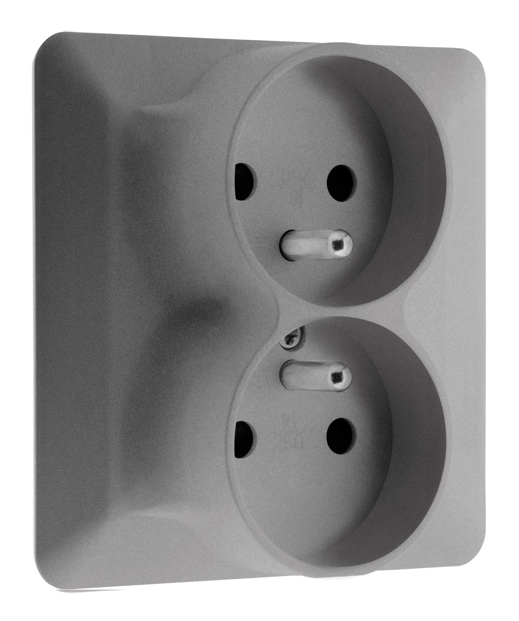 zenitech-artezo-double-prise-2p-t-16a-250v-titanium-mat-86x86mm image 1