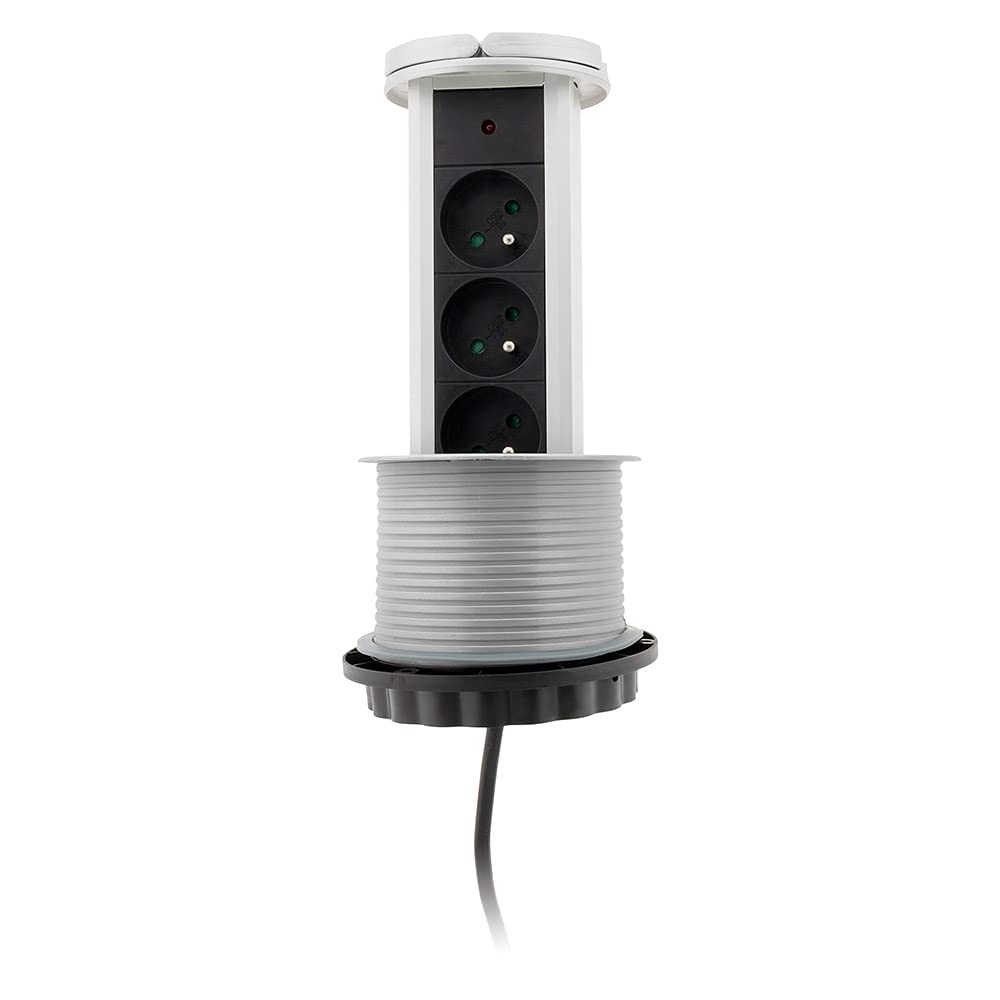 zenitech-bloc-3-prises-escamotable-16a-2p-t-gris-c-ble-1-60-m image 2