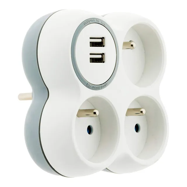 zenitech-triplite-16a-2p-t-2-ports-usb-blanc-gris image 1