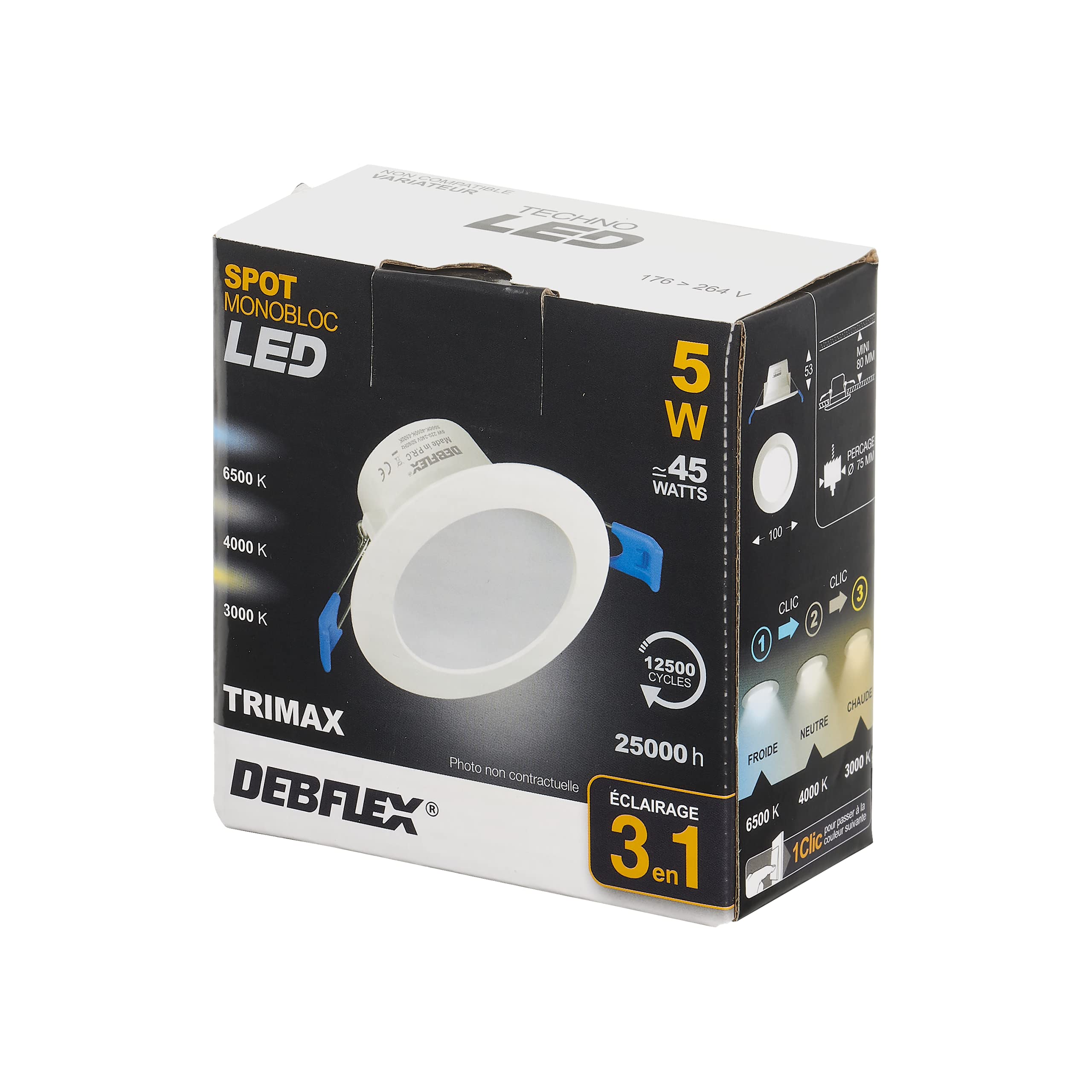 debflex-trimax-downlight-spot-led-encastrable-5w-400lm-diam-tre-75mm image 5