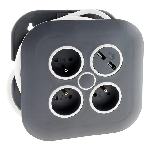 zenitech-enrouleur-domestique-3x2p-t-2-usb-7m-noir image 1