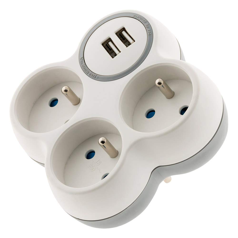 zenitech-triplite-16a-2p-t-2-ports-usb-blanc-gris image 7