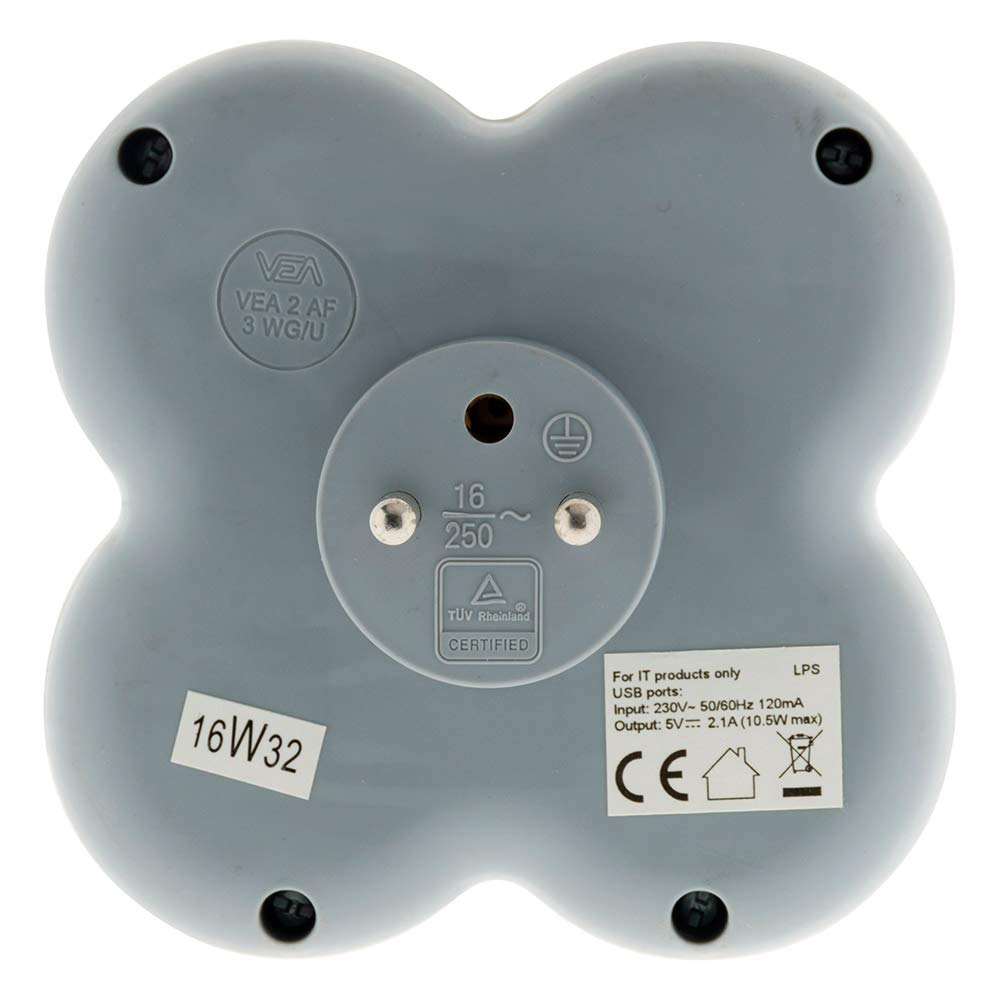 zenitech-triplite-16a-2p-t-2-ports-usb-blanc-gris image 3