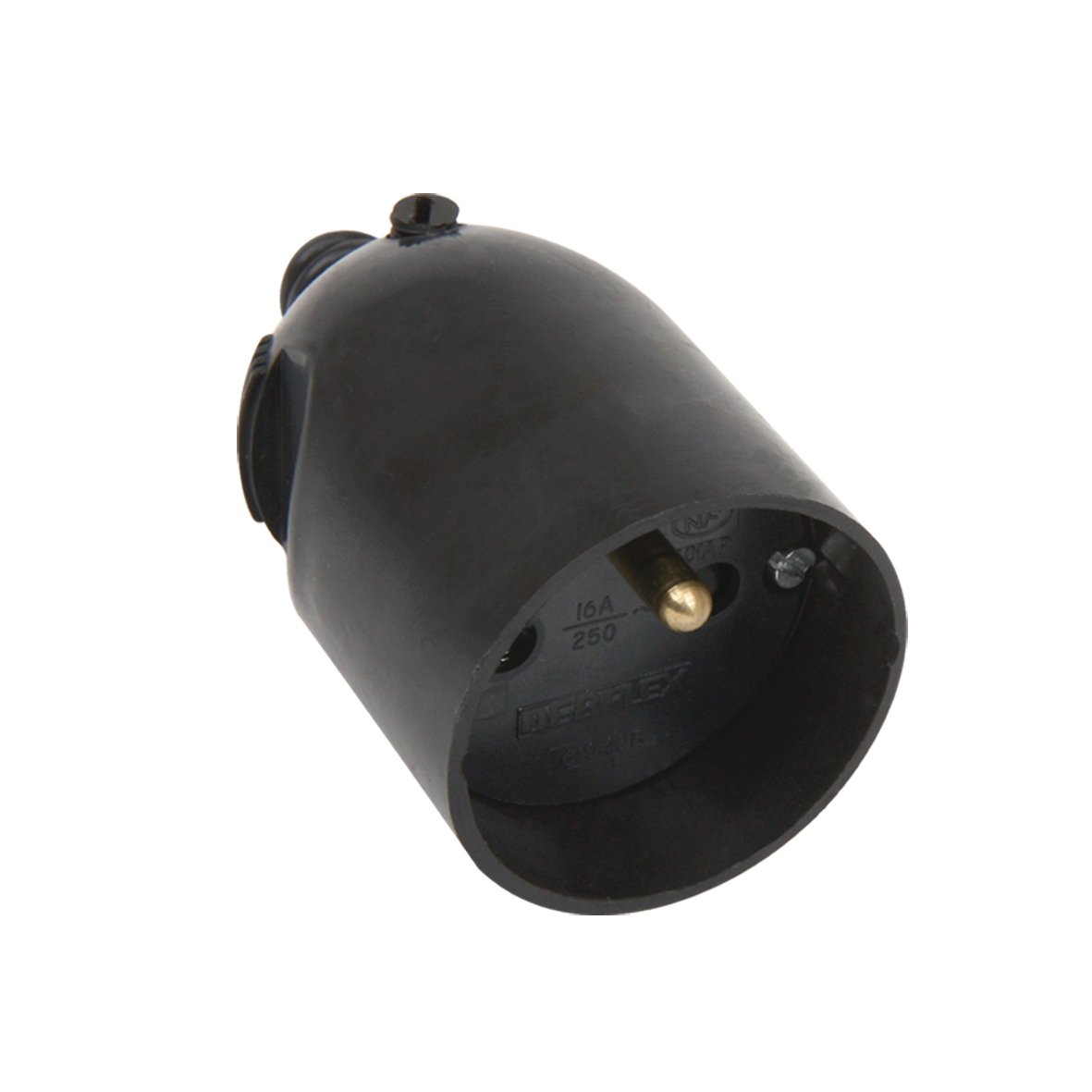 debflex-fiche-femelle-2p-t-16a-sortie-droite-clipse-noire image 1