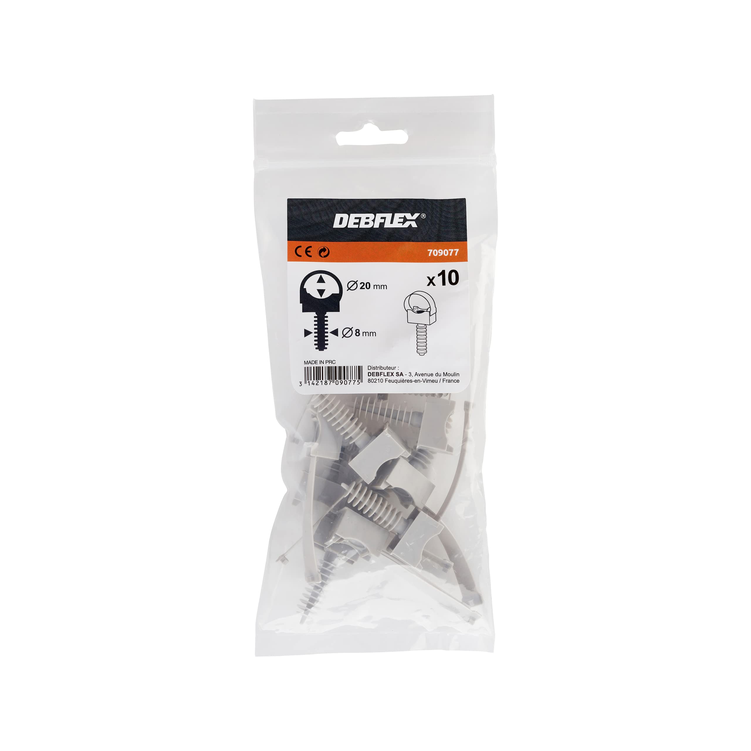 debflex-fixation-tube-cheville-d20mm-gris-sachet-x10-709077 image 6
