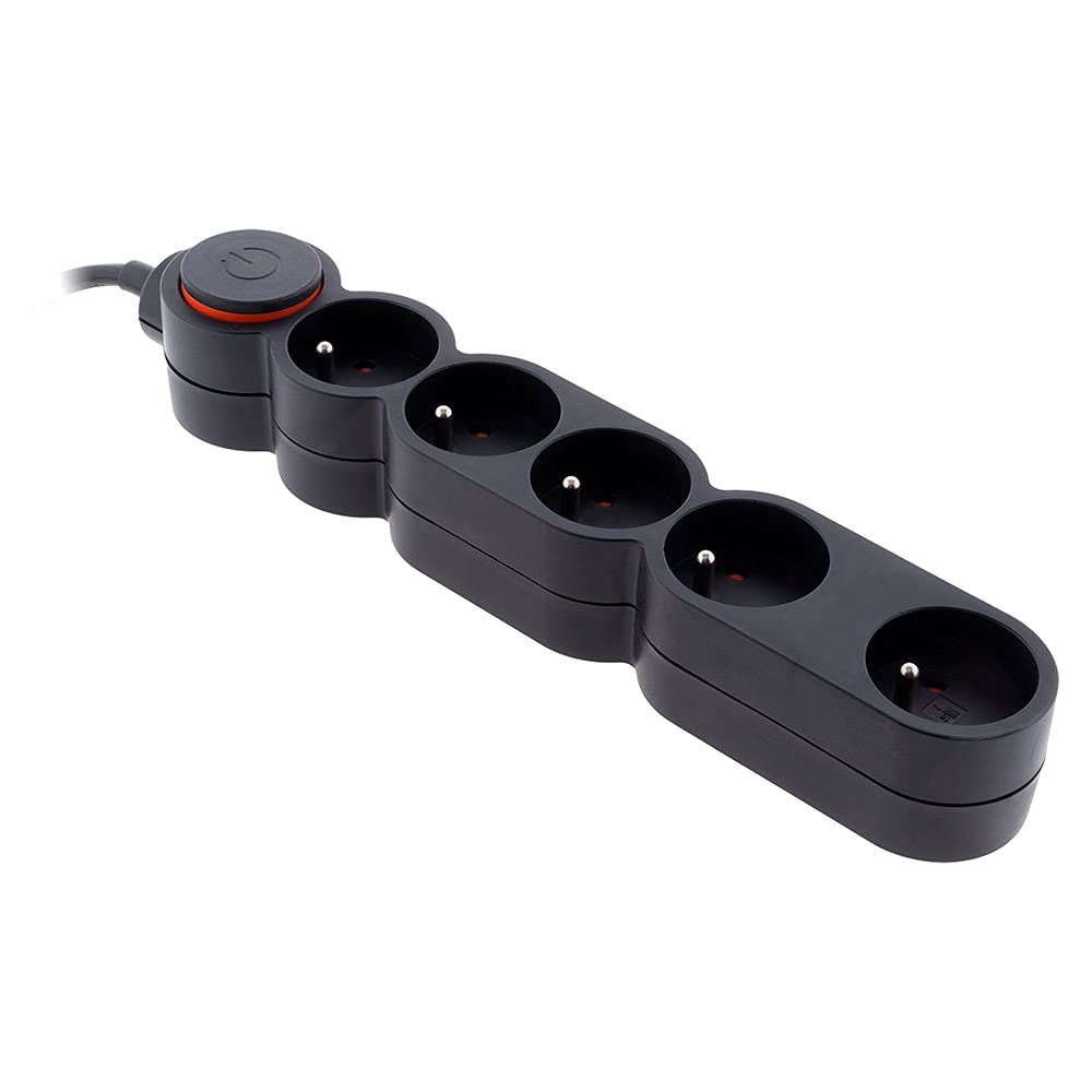 zenitech-bloc-home-5-prises-16a-2p-t-interrupteur-fiche-extraplate-noir-1-5m image 1