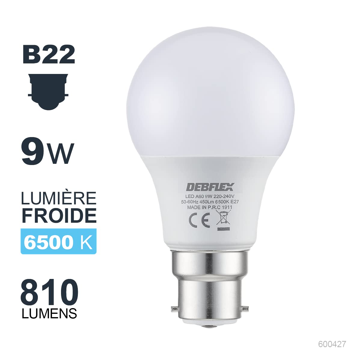 debflex-ampoule-led-a60-b22-9w-6500k-lumi-re-du-jour image 2
