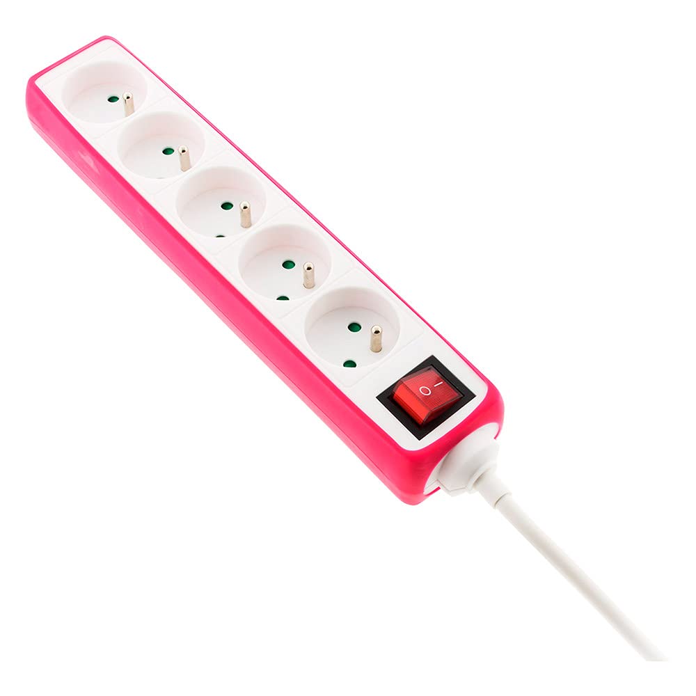 zenitech-multiprise-5-prises-16a-avec-interrupteur-et-housse-silicone-rose-1m image 4