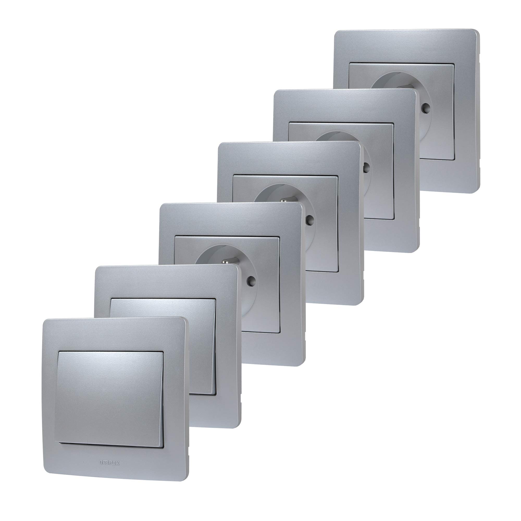 debflex-739901-diam2-lot-4-prises-2p-t-16a-2-va-et-vient-encastr-s-aluminium image 2