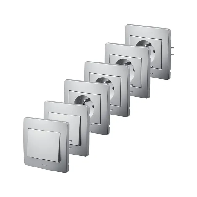 debflex-739901-diam2-lot-4-prises-2p-t-16a-2-va-et-vient-encastr-s-aluminium image 1