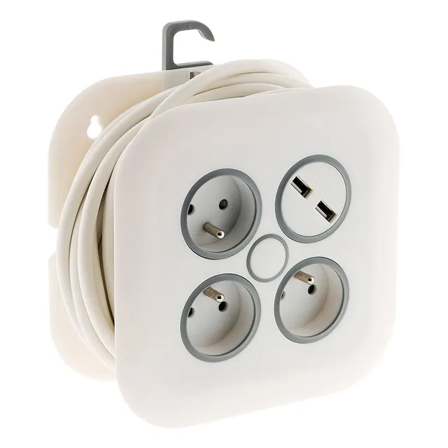 zenitech-enrouleur-domestique-3-prises-16a-2-usb-2-1a-c-ble-7-m-blanc image 1